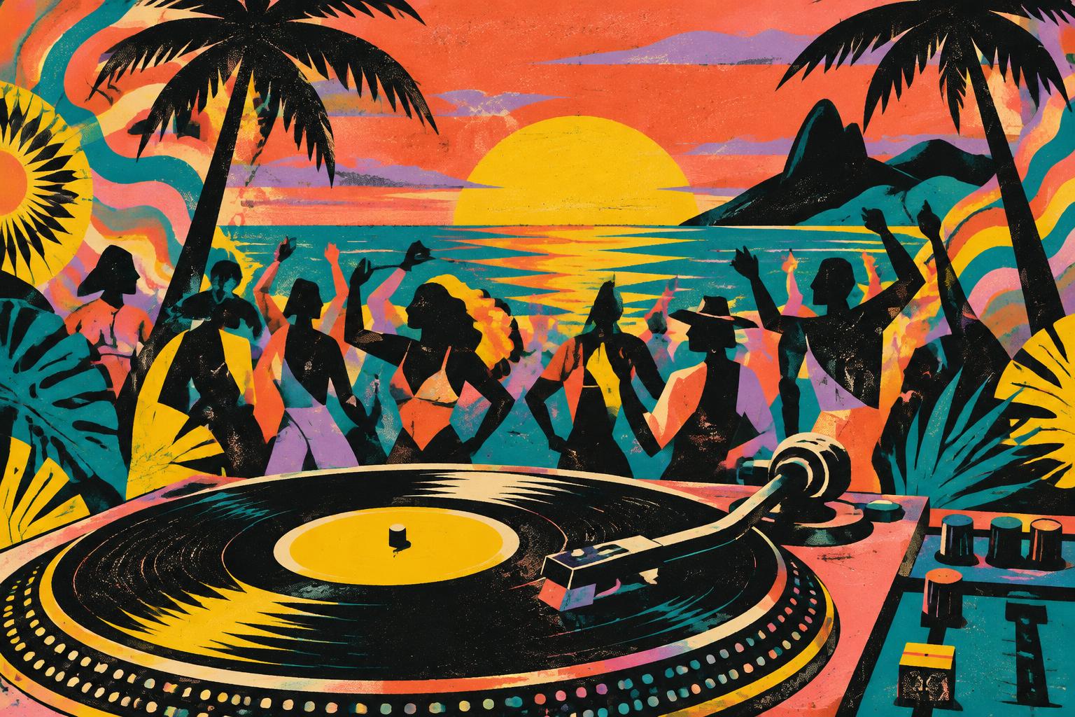 Arte ilustrativa do evento Discotecagem ao Pôr do Sol — Demonstração